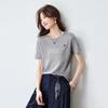Srcr Dünnes Damen-Wollstrick-Kurzarm-T-Shirt