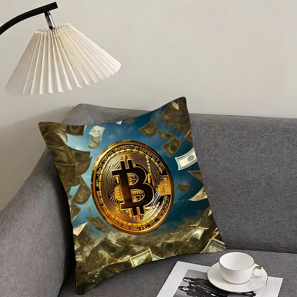 Bitcoin Fashion Cushion Cover Pillowcase Ultra Soft Skin Friendly Fabric Cloud Like Comfort & Concealed Zipper