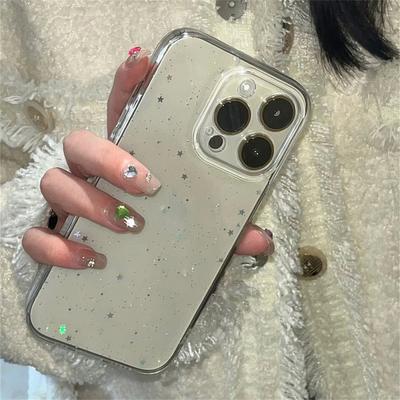 Luxury Bling Star Sequins Glitter Transparent Case For iPhone 16 Pro Max 15 14 13 12 11 XR X XS 7 8 Plus Powder Sparkle Cover