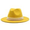 High-Grade Pearl Woolen Top Hat, Flat-Brimmed Big Eave Hat, Versatile Straight-Brimmed Jazz Hat