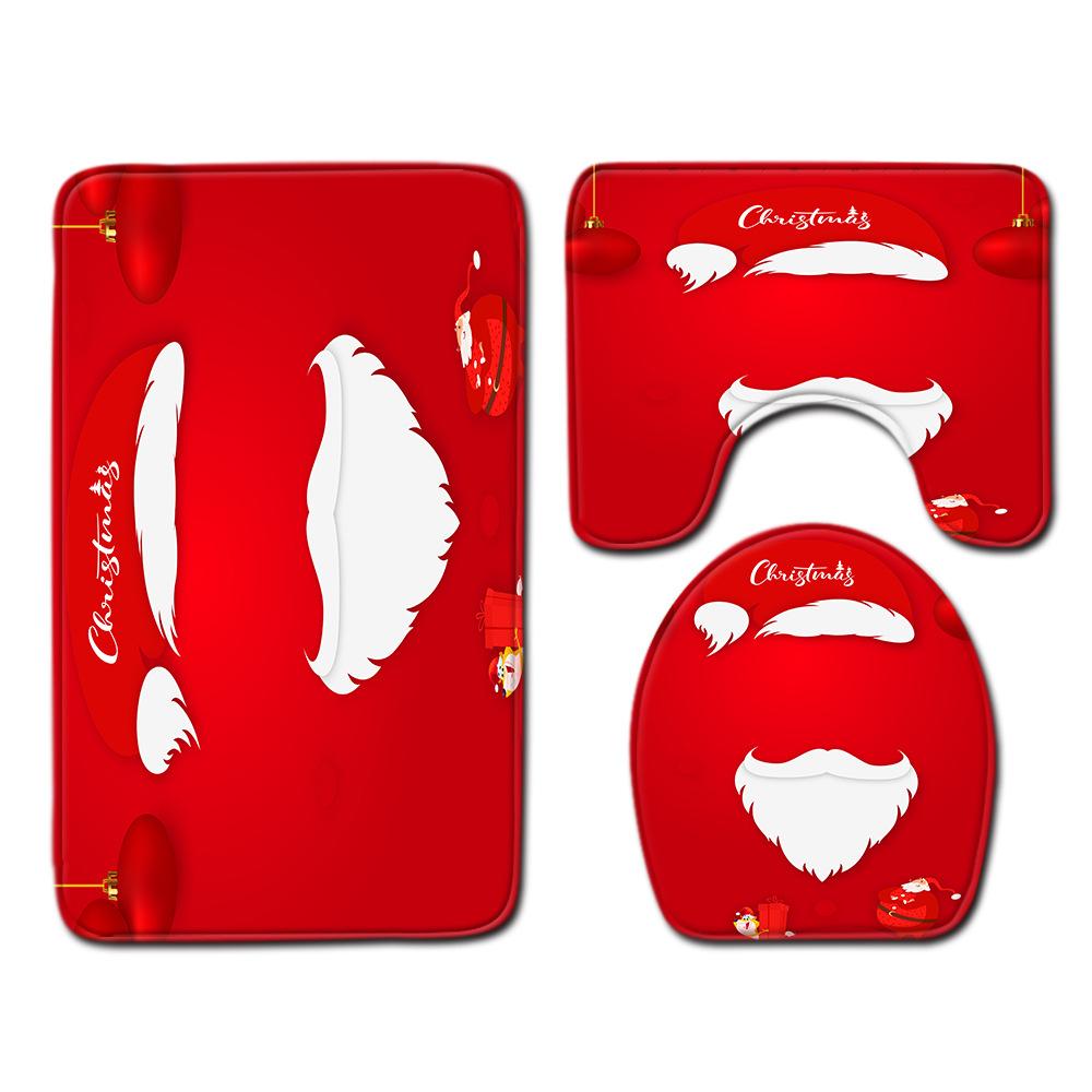 Christmas Bathroom Floor Mat Toilet Three-Piece Set