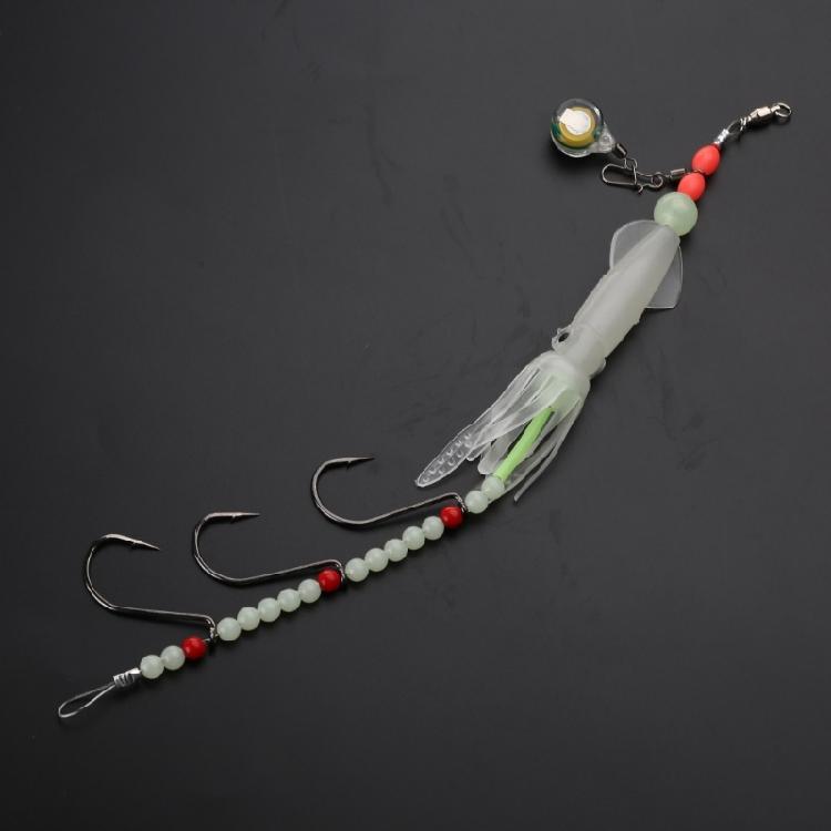 Weiche Gumm-Tintenfisch-Angelköder mit Haken und Jigs Peches 22G Leuchtende Tintenfisch-Jigs