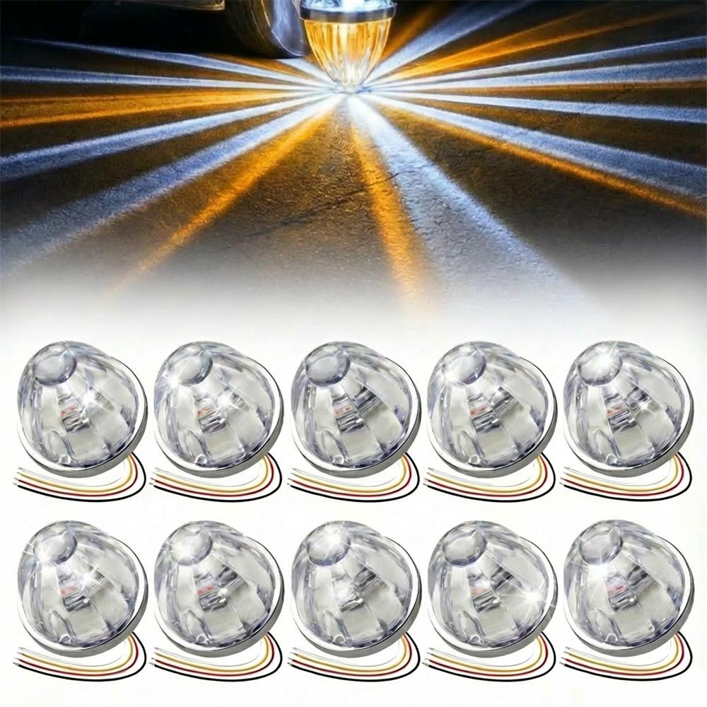 

10PCS LED Truck Watermelon Lights Two Color 12V-24V IP67 Waterproof Star Pattern Marker Light with Chrome Frame for Trucks