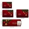 Christmas Kitchen Mat Set Anti Slip Washable Floor Rug Golden Bells Bow Star Holiday Decor Runner Carpet Non Slip Rug