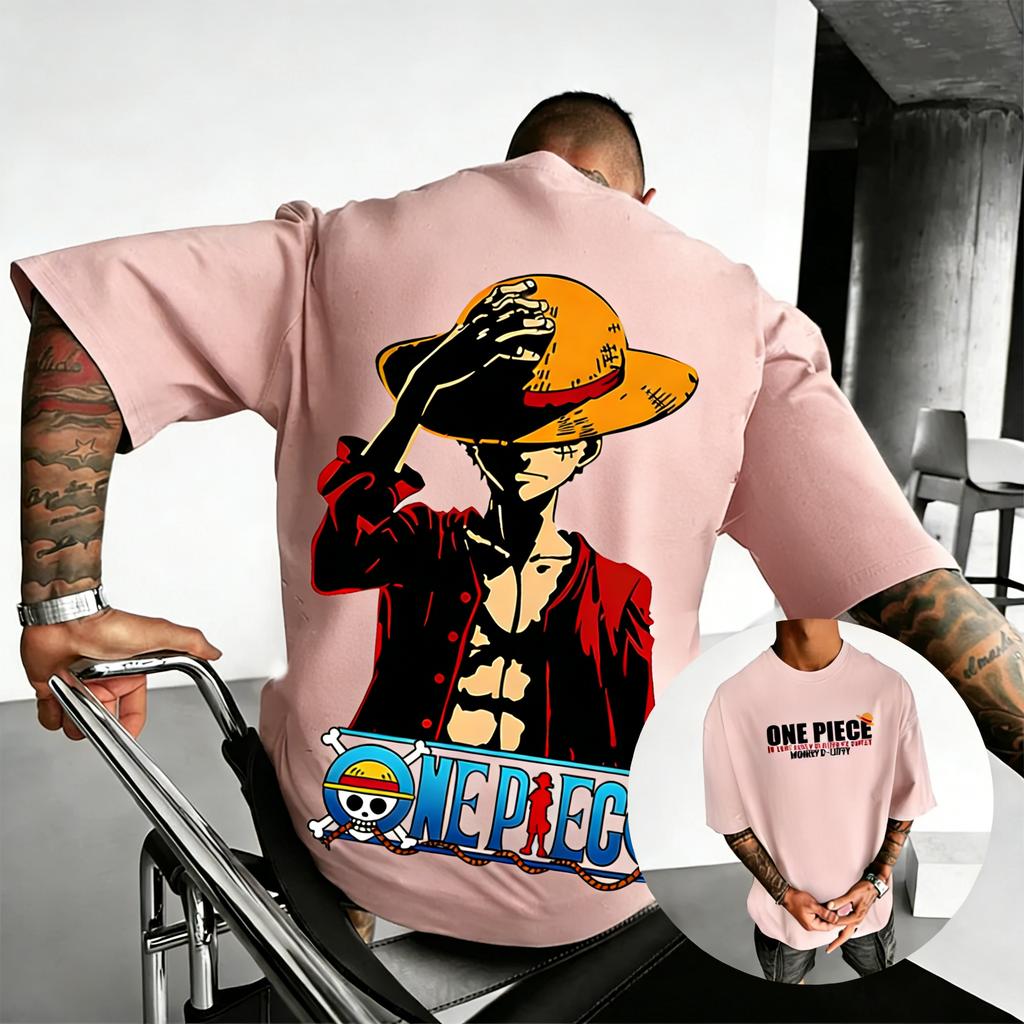 Plus Size One Piece Anime Printed Men and Women Tshirt Casual Parent Child Top Fashion Harajuku Style Y2K Summer Street Wear