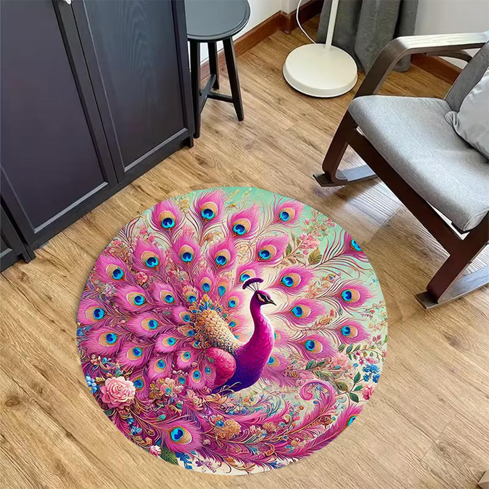 1pc Home Carpet Peacock Design Non-slip Rug for Office Decor and Living Room Gift Ideas