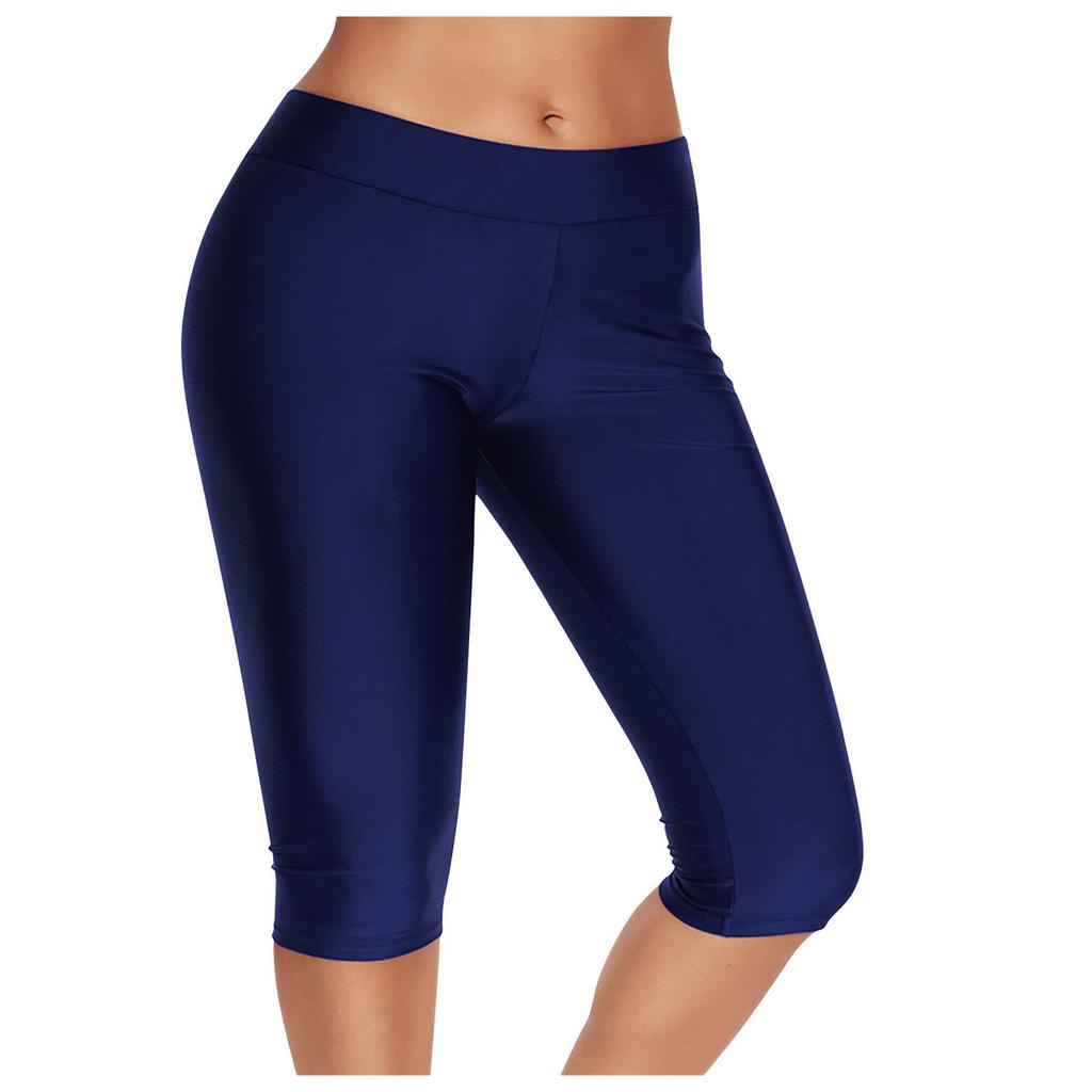 Flat Angle 7-point Knee Length Pants Sports  Swimming Trunks Sunscreen Swimsuit Women