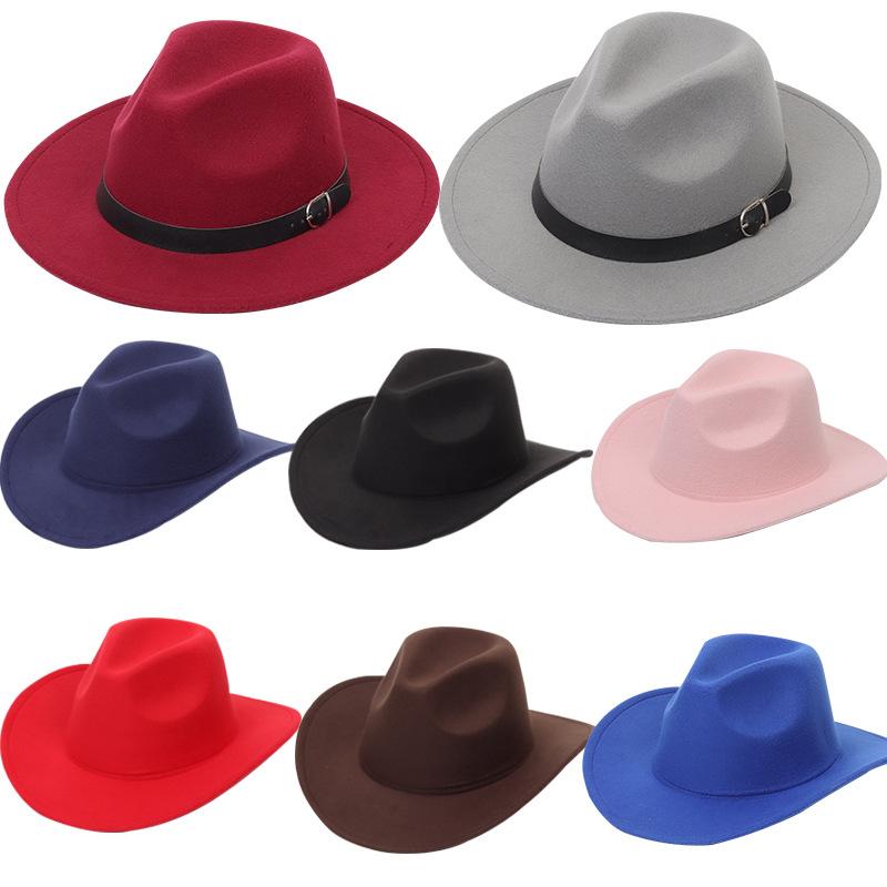 Einfarbiger Filz-Fedora-Hut Britischer Retro-Stil Unisex Flacher Rand Gentleman Flache Krone