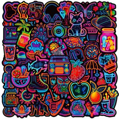 50 Neon Fresh Aufkleber Kreative Fresh Ins Style Neonaufkleber Personalisierte Graffiti-Aufkleber