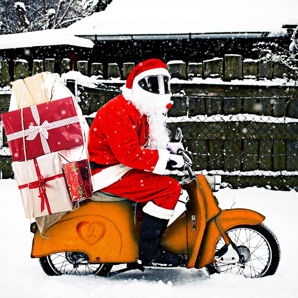 Santa Cyklistická přilba Vánoční Motocyklová přilba Celoobličejová Bezpečná čepice Santa Claus Závodní čepice Veselé Vánoce dekorace dárek