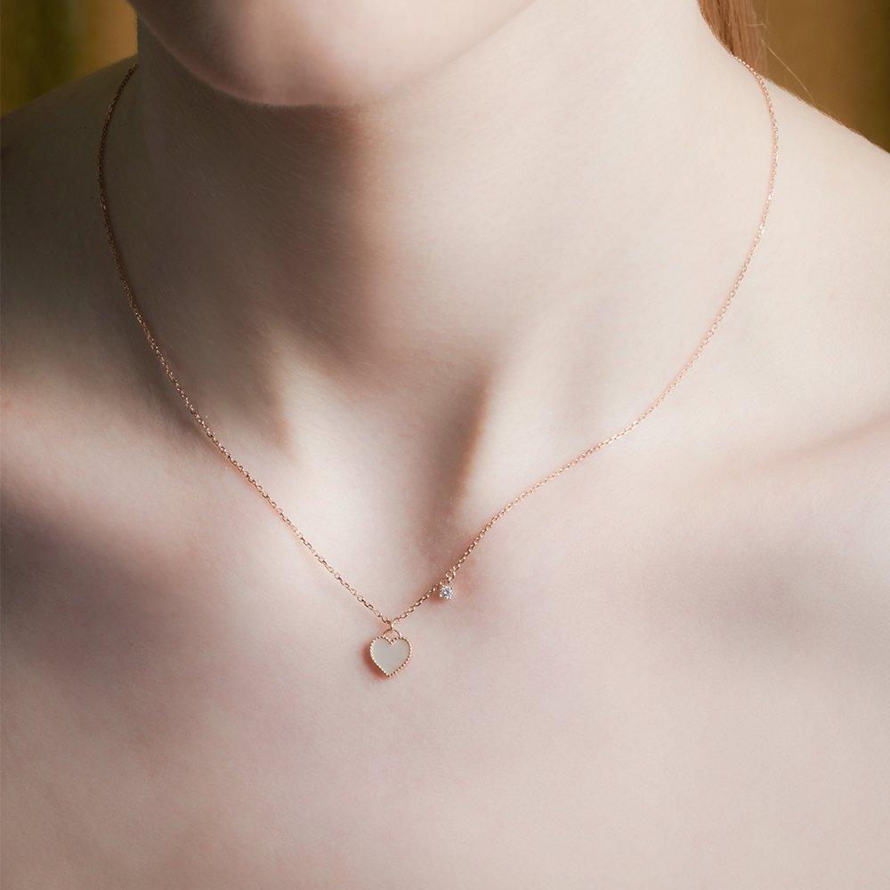 [Rosemont] Silver Mother-of-Pearl Heart Necklace Ra24D20K