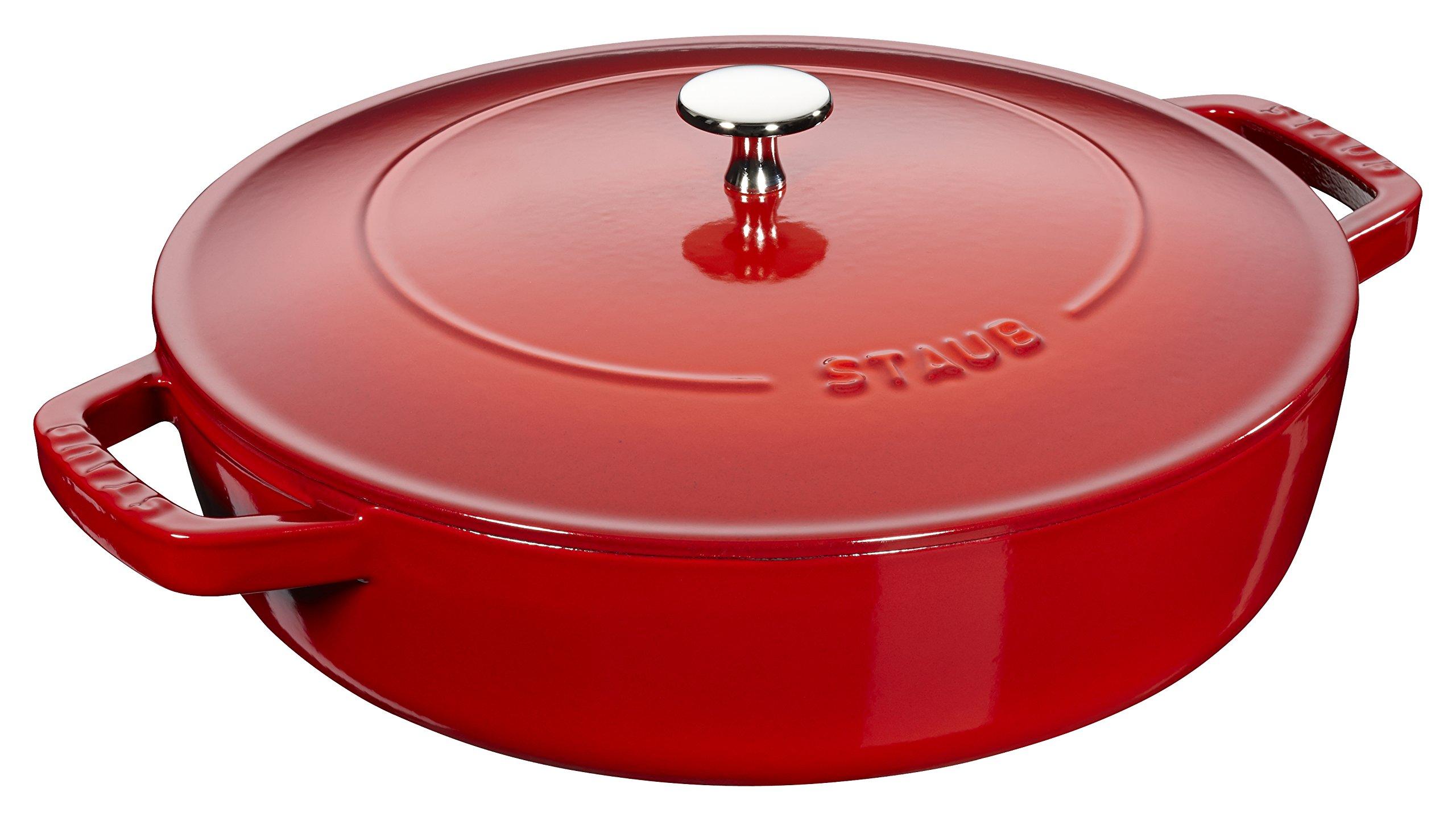 

Staub Жаровня Чугунная Сукияки Подходит для индукционной плиты Японская жаровня Сковорода для соте, Вишня, 24 см, С двумя ручками, Эмалированная, Неглубокая, Совместимая, вишня