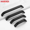 NAIERDI Kitchen Cabinet Knobs Handles Black Furniture Handle for Cabinet Drawer Pulls Aluminum Alloy Handle 96/128/160/192mm