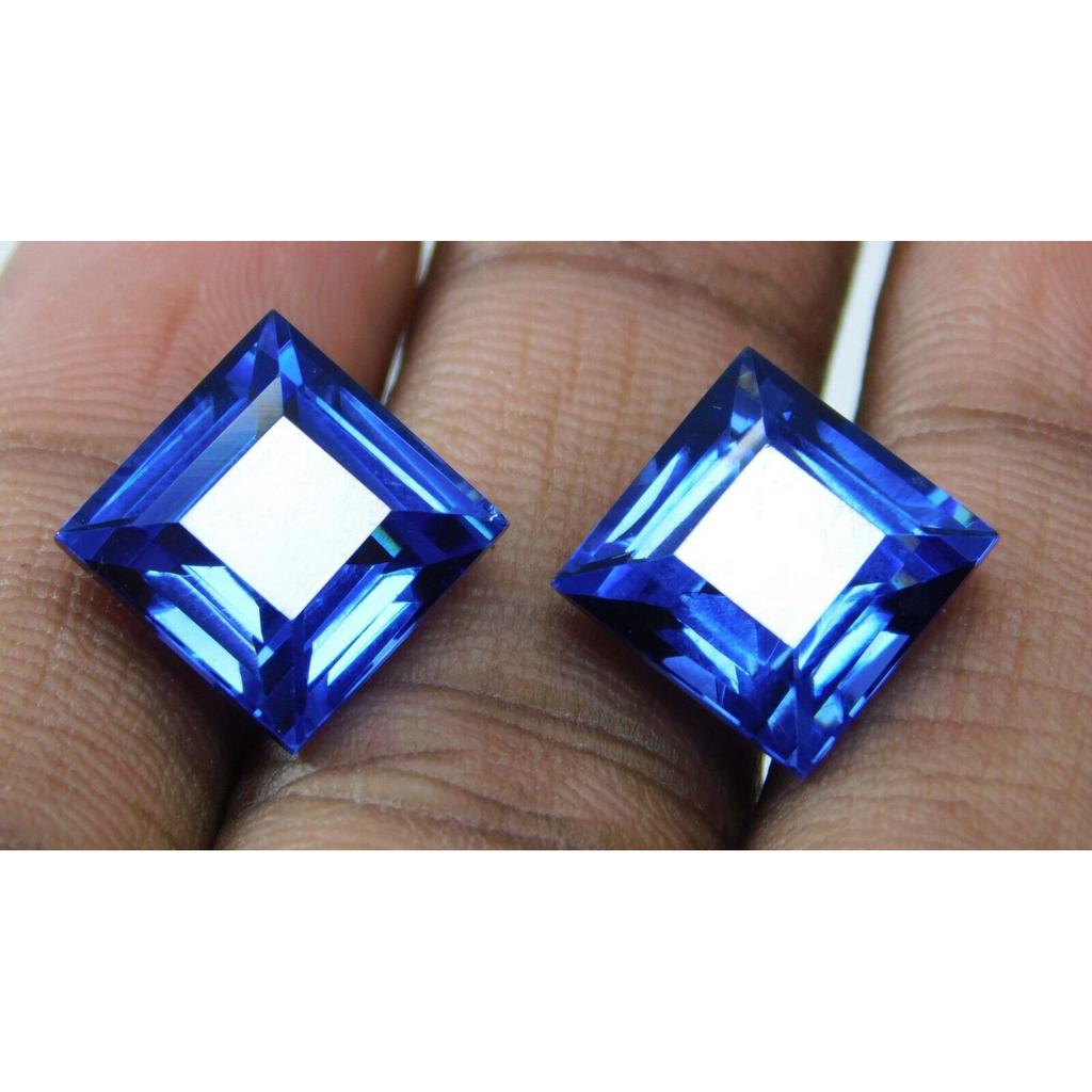 Natural Blue Sapphire Loose Gemstone Cyber Monday 16.10 Ct Square Cut Pair September Birthstone Gift