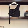 Gilet Nero Cool Girl per Outfit alla Moda, Si Abbina Perfettamente con Top Gilet da Abito con Design Vuoto Scuro