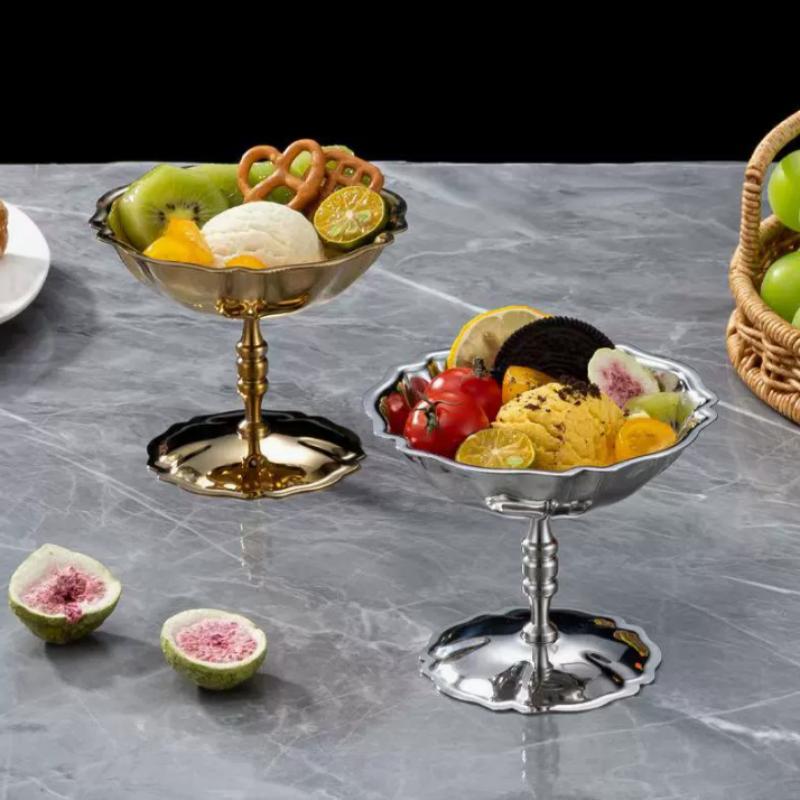 Stainless Steel Salad Cup Food Grade Ice Cream Cup Goblet Retro Dessert Bowl Fruit Yogurt Snack Bowl Household Kitchen Tools