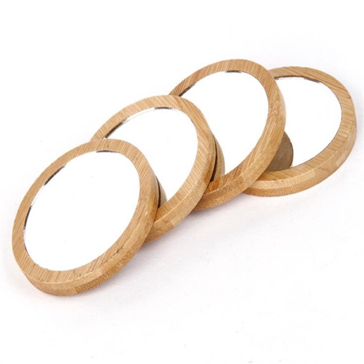 Wooden Small Round Mirror Portable Pocket HD Mirror Wood Mini Makeup Mirror Custom Bamboo Pocket Mirror Compact Mirror
