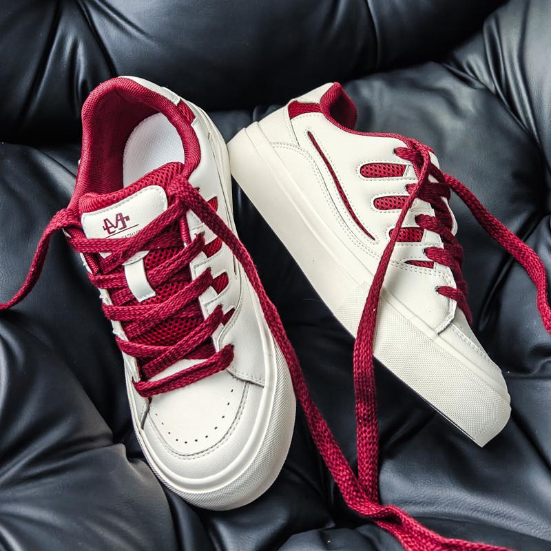 

Мужская мода, повседневная низкая обувь для скейтбординга, удобные кроссовки для мальчиков, студенты, трендовая мягкая подошва, классическая дышащая нескользящая спортивная обувь 39 бежевый/красный