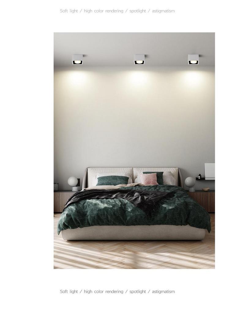 Double-Head GX53 LED Surface-Mounted Downlight, No-Hole, Square Gimbal, Four-Head Ceiling Light for Living Rooms