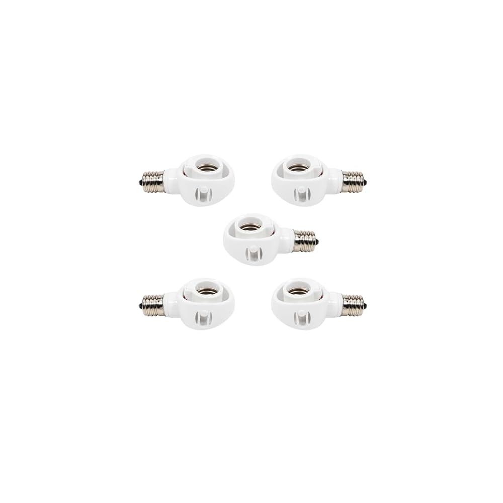 Abishion E17 LED Bulb Socket Adapter - Easy Installation - AC 100V - White - Set of 5.