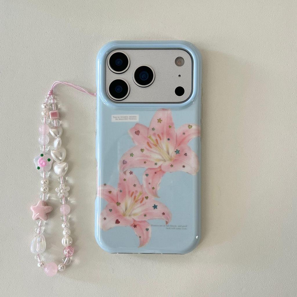 Fresh Pink Lily iPhone 17 Pro Max Case with Chain for New Models