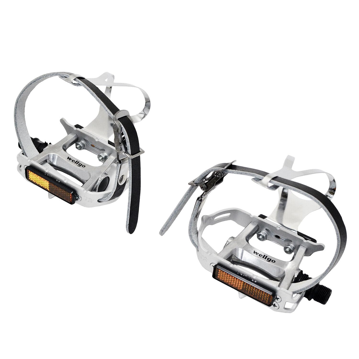 

Wellgo R104 Classic Road Touring Pedals with Toe Clips and Leather Straps (WE2784)