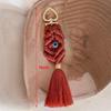 Macrame Eye Keychain Handcrafted Boho Woven Tassel Bag Charm Ethnic Style Key Ring for Travel Souvenir Car Key Pendant