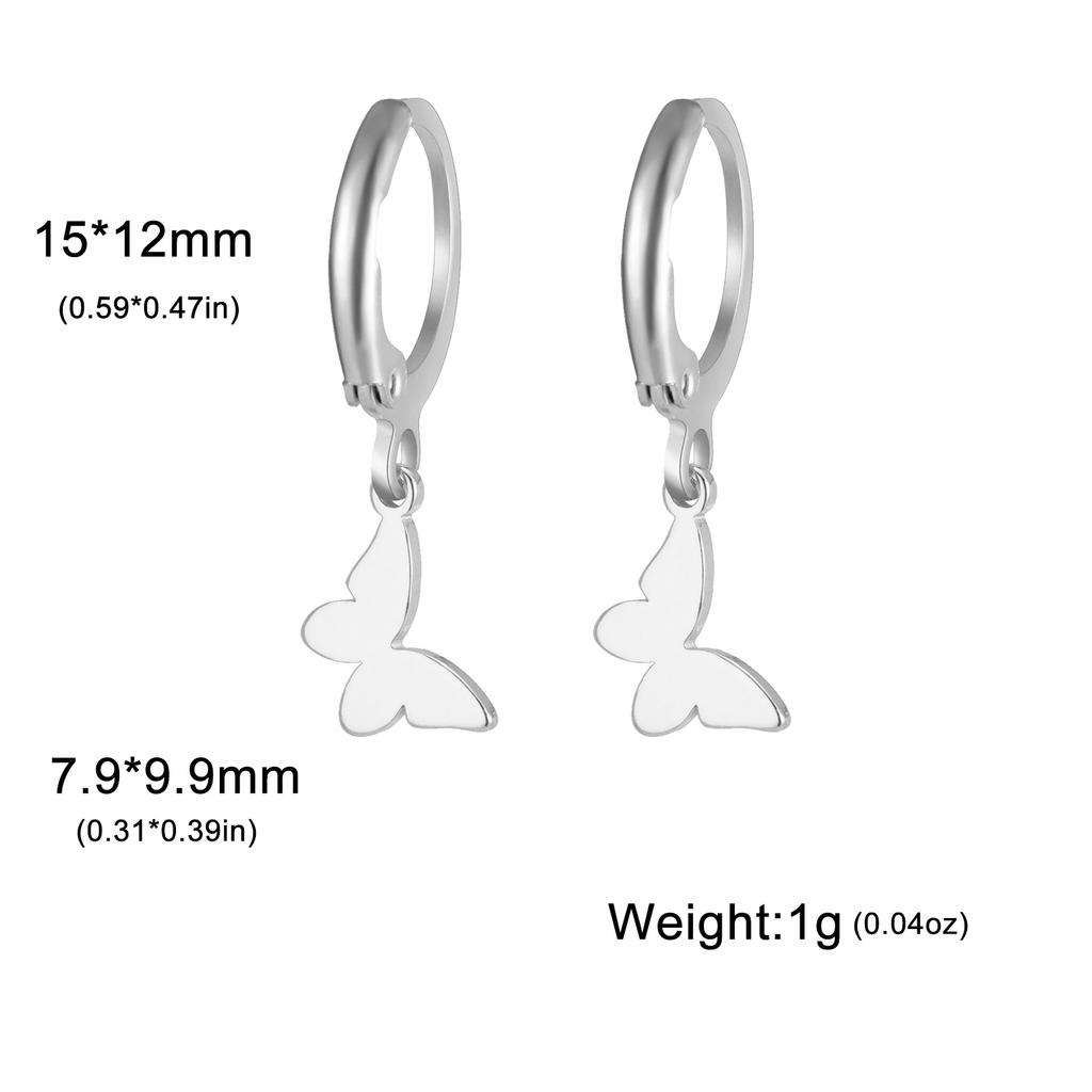 Golden Pendant Hoop Earrings with Heart Hexagon Snake Cross Butterfly Flower Bird Jewelry Gift