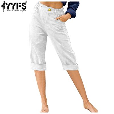 Women's Fashion Casual Solid Color Print Middle Waistline Trousers Pants & Capris