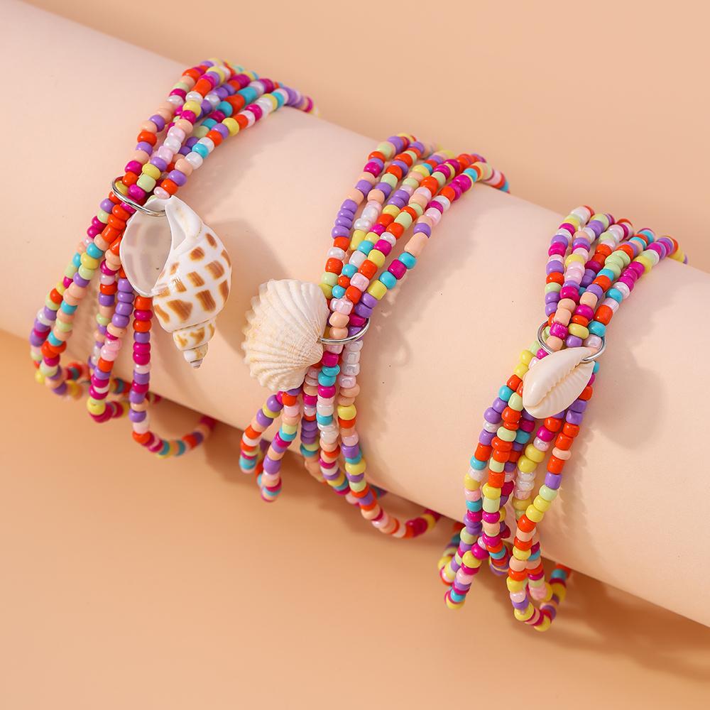 3pcs/set Boho Multi-layer Shell Conch Anklet for Women Girls Handmade Beaded Ankle Bracelet Summer Beach Jewelry Gift