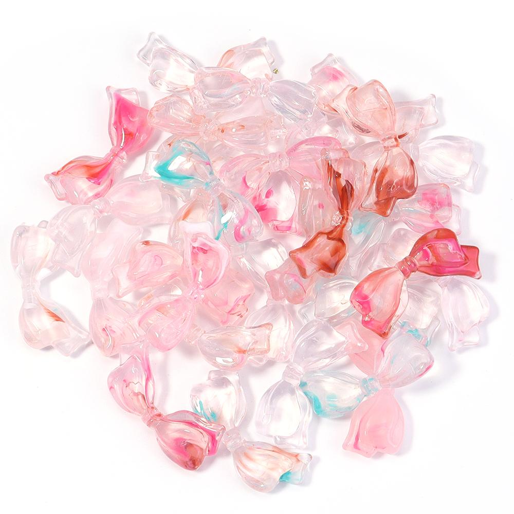 

30pcs/lot 29x14mm Colorful Acrylic Beads Bow Shaped Loose Spacer Charm Beads For DIY Fashion Earring Keychain Jewelry Accessorie