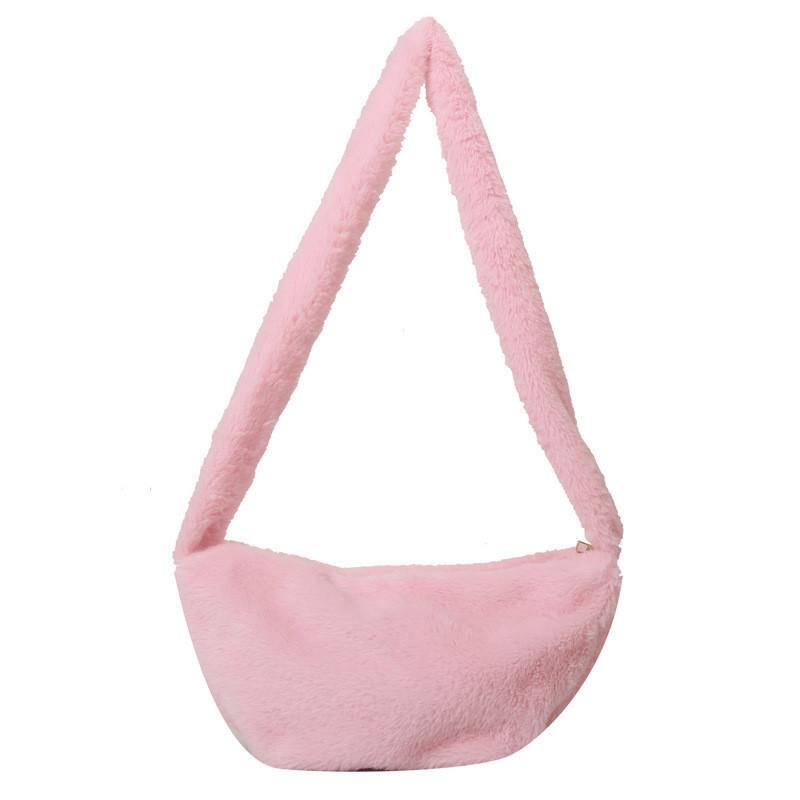 Adorable Plush Tote Bag For Women Soft And Chic In Black White Khaki Pink