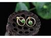 Gold-Plated 925 Sterling Silver Hetian Jade Two-Way Stud Earrings for Women with Certificate