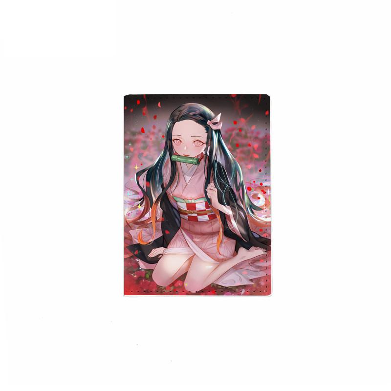 Japanese Anime Demon Slayer Passport Cover Unisex Students Travel Passport Holder Wallet Women Leather Credit Card Holder Case