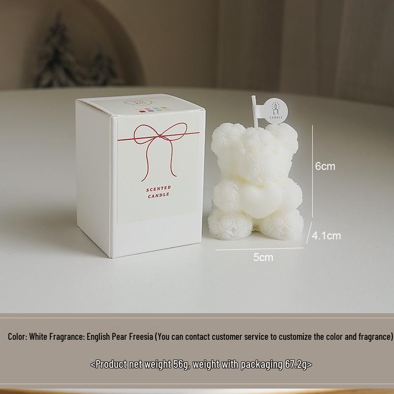 Rose Bear Scented Candle - Valentine's Day Gift, Party Favor, Creative Atmospheric Ornament