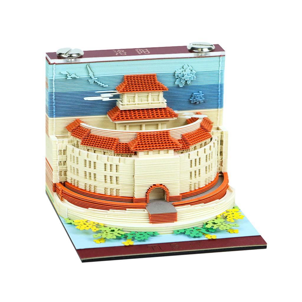 Handmade 3D Paper Architecture Memo Pad Creative Miniature Desk Ornament Sticky Notes Block