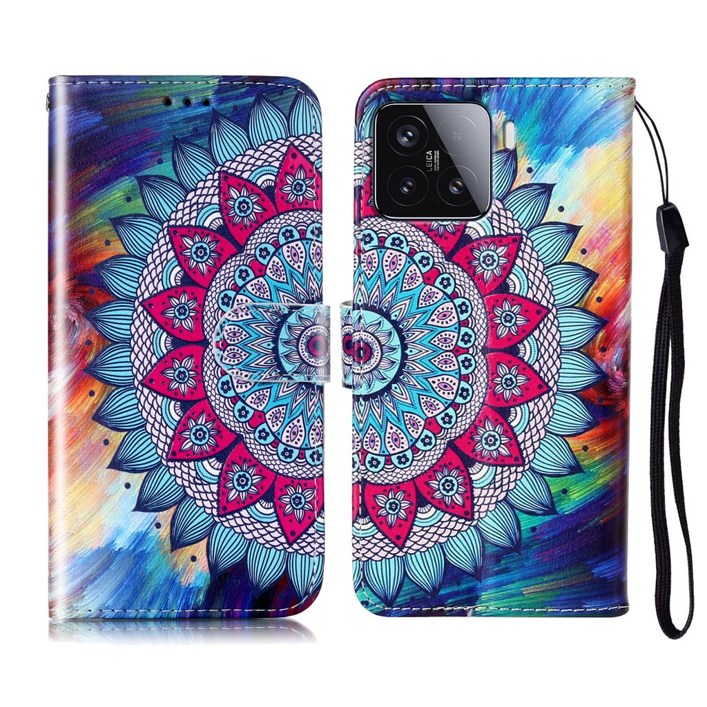 For Xiaomi 15T Pro Case Pattern Leather Wallet Phone Cover with Strap