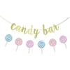 KUNGOON Candy Bar Banner,Candy Themed Birthday Party Baby Shower Decorations,Gold Gliter Paper Sign Decors for Birthday/Wedding/Engagement Party