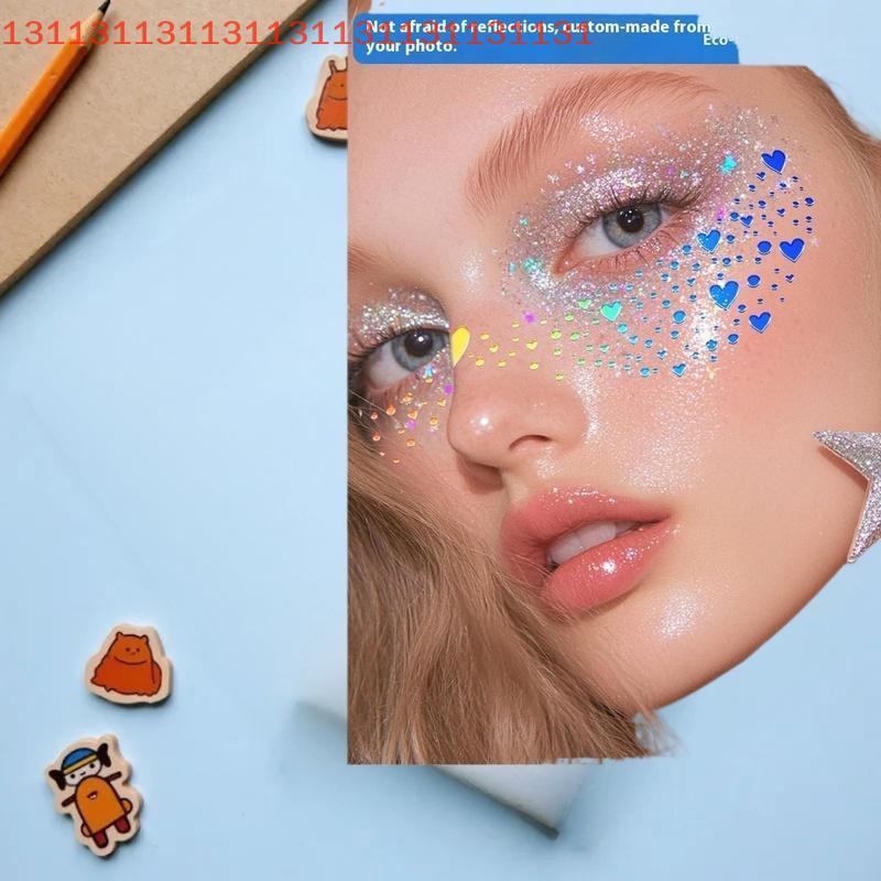 1 Sheet Glitter Freckles Holographic Stickers Heart Freckle Tattoos Glitter Stickers Waterproof Temp Tattoos