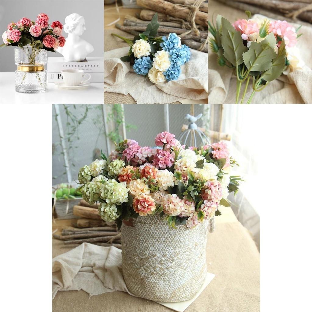 Luxurious 10 Heads Artificial Silk Hydrangea Fake Flowers For Stylish Interior Decoration