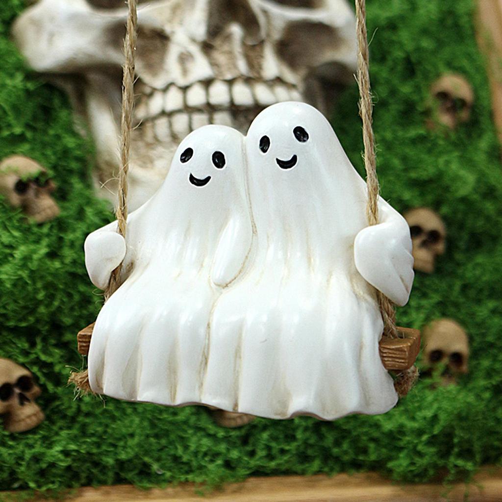 Halloween Ornaments Cute Halloween Decor Cute Aesthetic Resin Swinging Couple Statue For Kitchen Branch Home Rearview Mirror