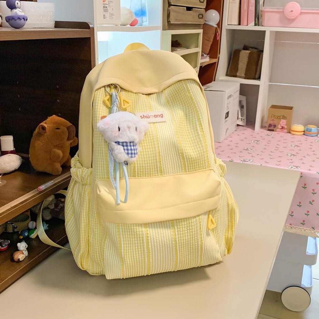 Schoolbag small fresh Korean plaid backpack female high school college student schoolbag high value large capacity girl versatile backpack