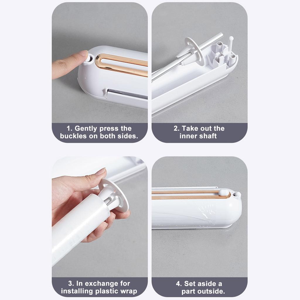 Removable Magnetic Cling Film Dispenser With Sliding Cutter Cling Film Dispenser With Cutter Press And Cling Film Cling Film Dispenser With Cutter