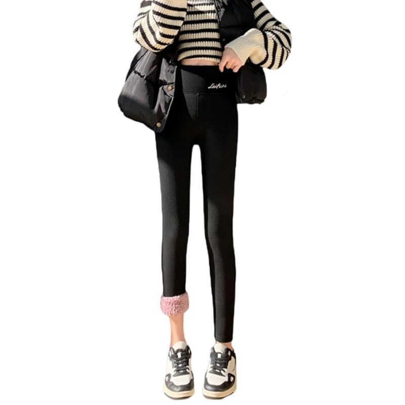 

[FEISEDY] Was it warm pants Fleece-lined pants ladies super thick high waist leggings bottom of pants thermal inner for winter long spats warm cold