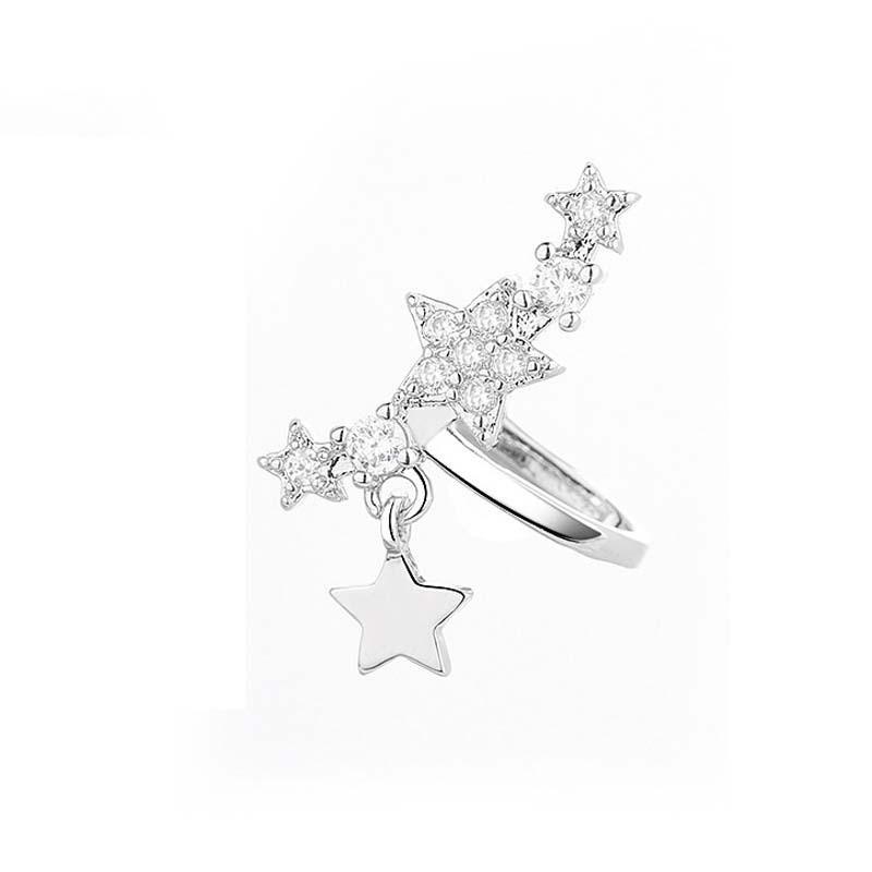 New Personality Exquisite Sparkle Zircon Big Dipper Clip Earrings for Women Stainless Steel Fake Piercing Stars Ear Cuff Jewelry