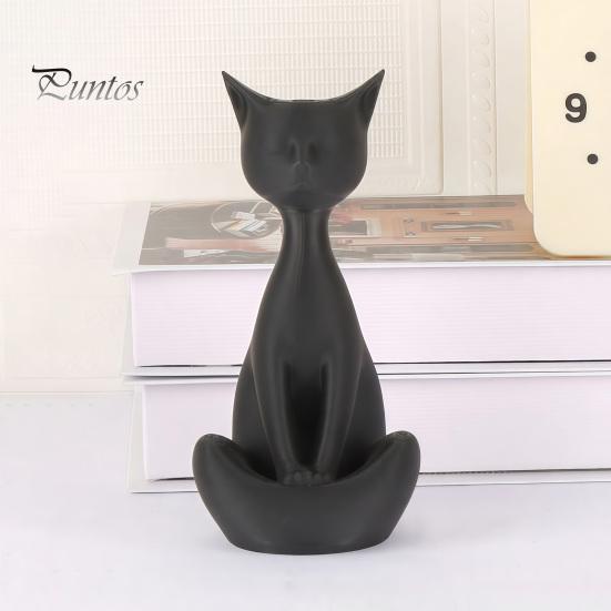 Cat Collectible Art Piece 3D Printed Meditating Figurine, Modern Abstract Sculpture with Cross-Legged Pose, Desk Decor Minimalist for Office