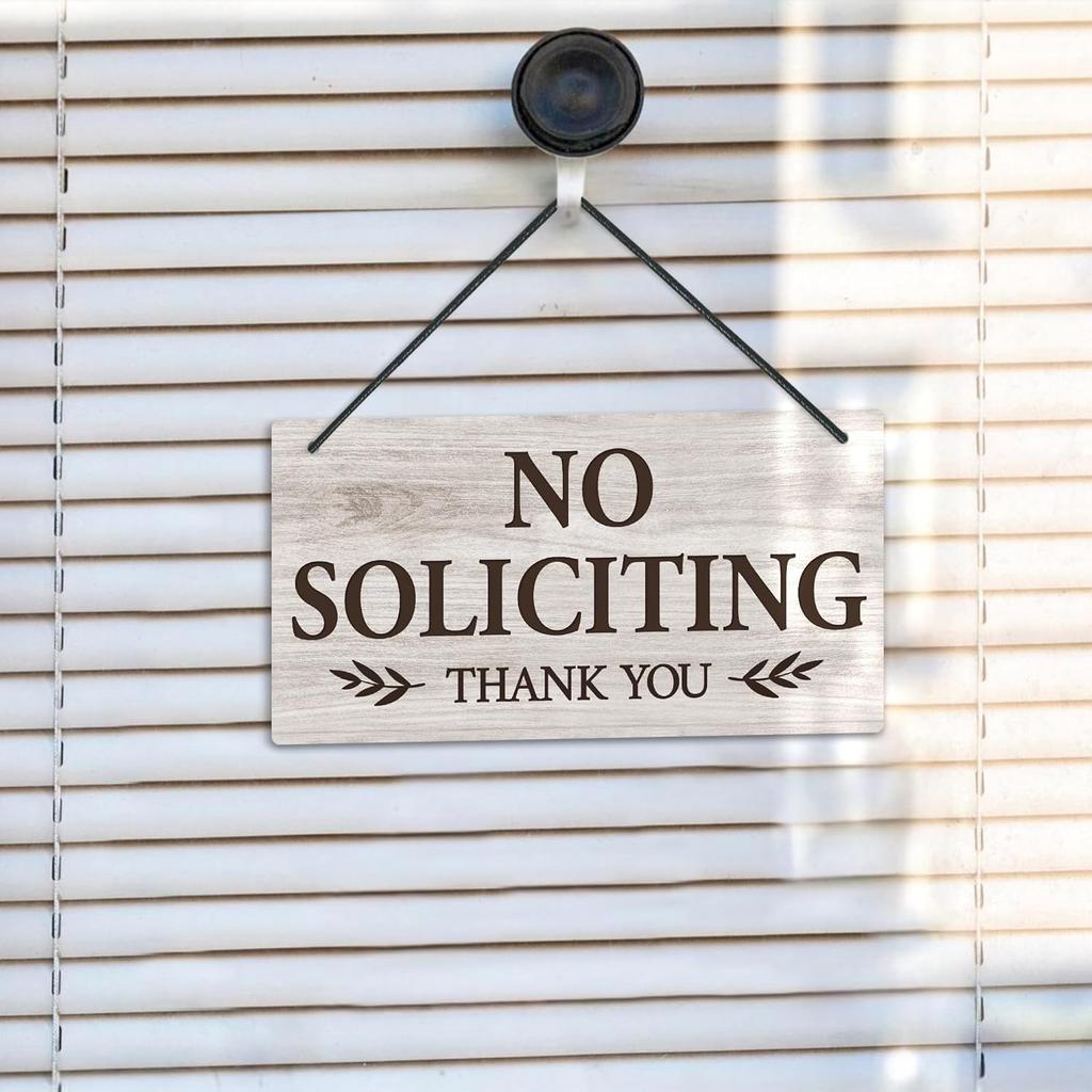 Putuo Decor No Soliciting Sign For House PVC No Soliciting Sign For Front Door Hanging Self Adhesive Notice Plaque Door Signal with Rope for House