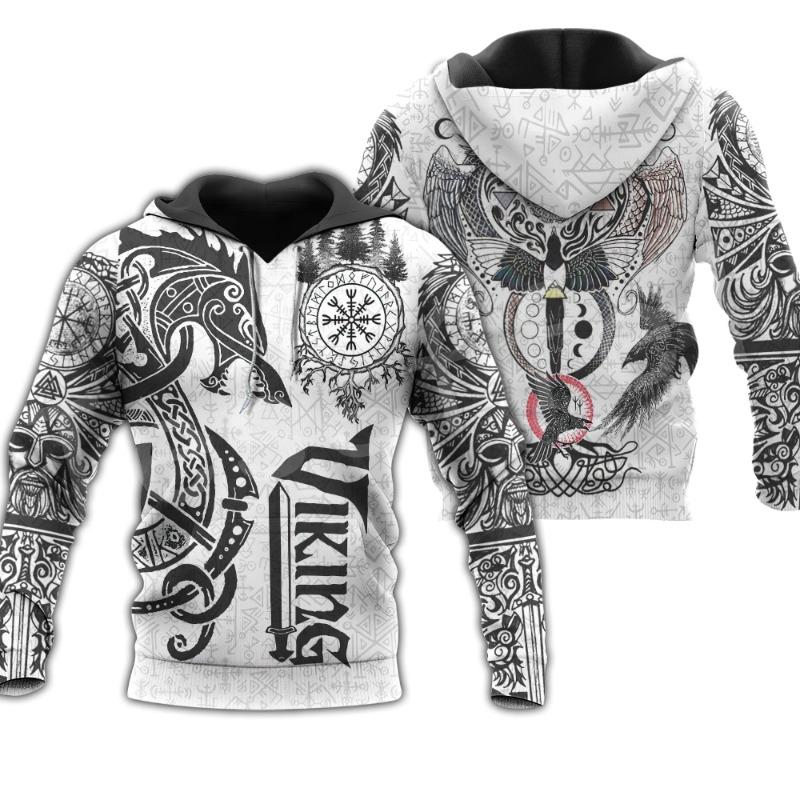 2024 Nuova Felpa con Cappuccio 3d Stampa Viking Harajuku Pullover Felpa con Cappuccio da Uomo Oversize Vintage Abbigliamento Maschile Autunno Manica Lunga