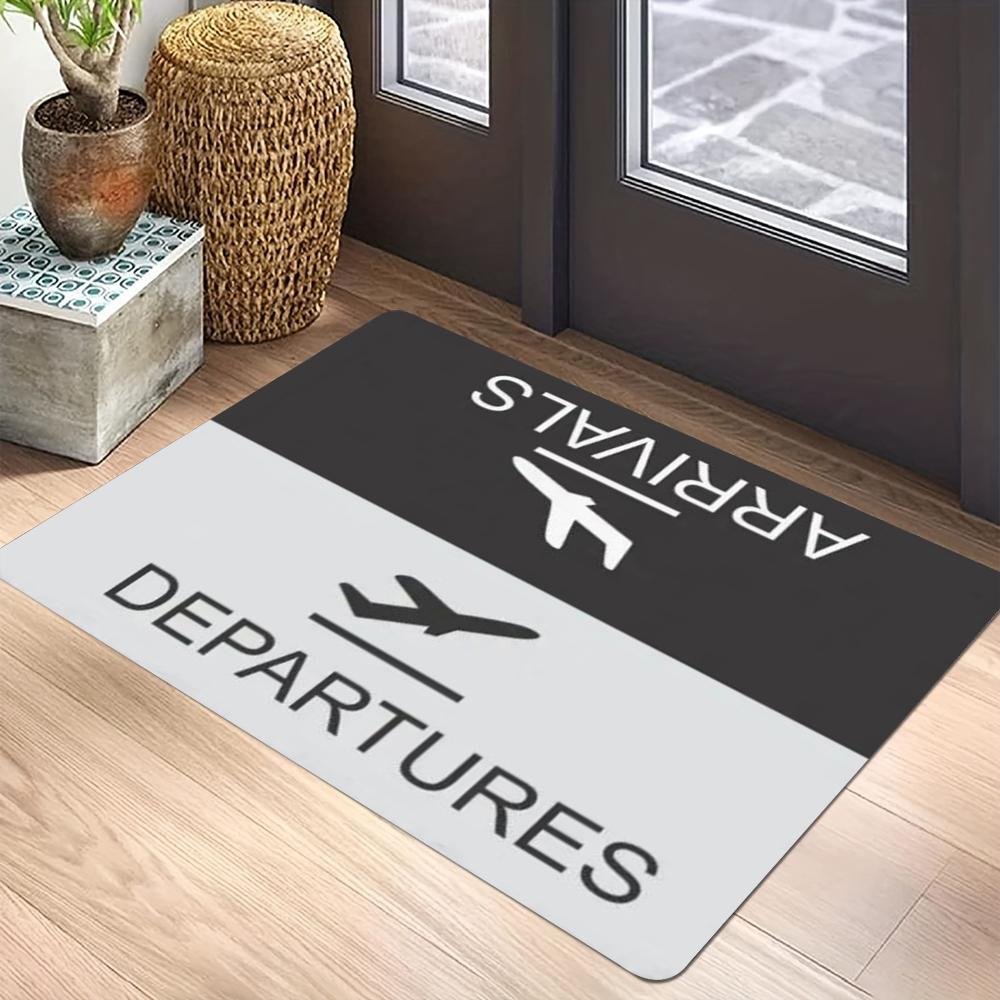 Aviation Theme Carpet Mat - Airport Sign Airplane Icon Departure Arrival Traffic Pilot Gift Decorative Home Decoration Rug
