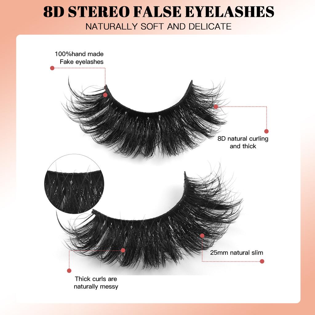 7 Pairs Of High Imitation Mink Hair False Eyelashes Dense Curled Simulated Eyelashes